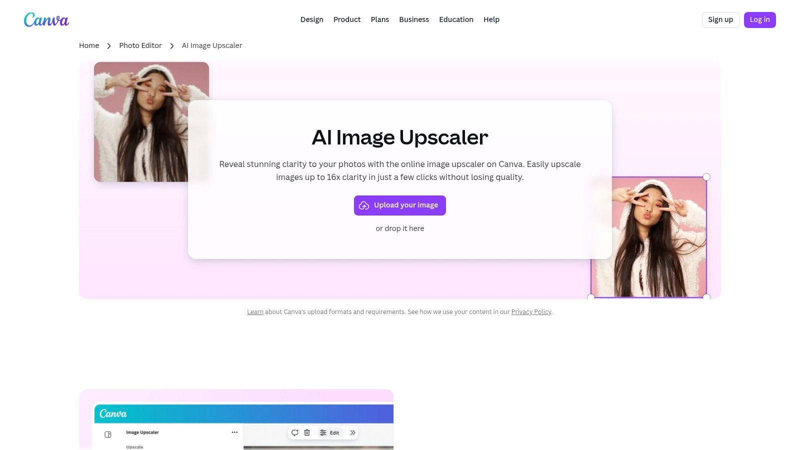 Canva (Image Upscaler app)