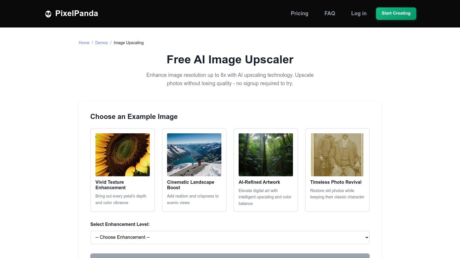 Free AI Image Upscaler – Upscale Images 2x, 4x, 8x Online | PixelPanda