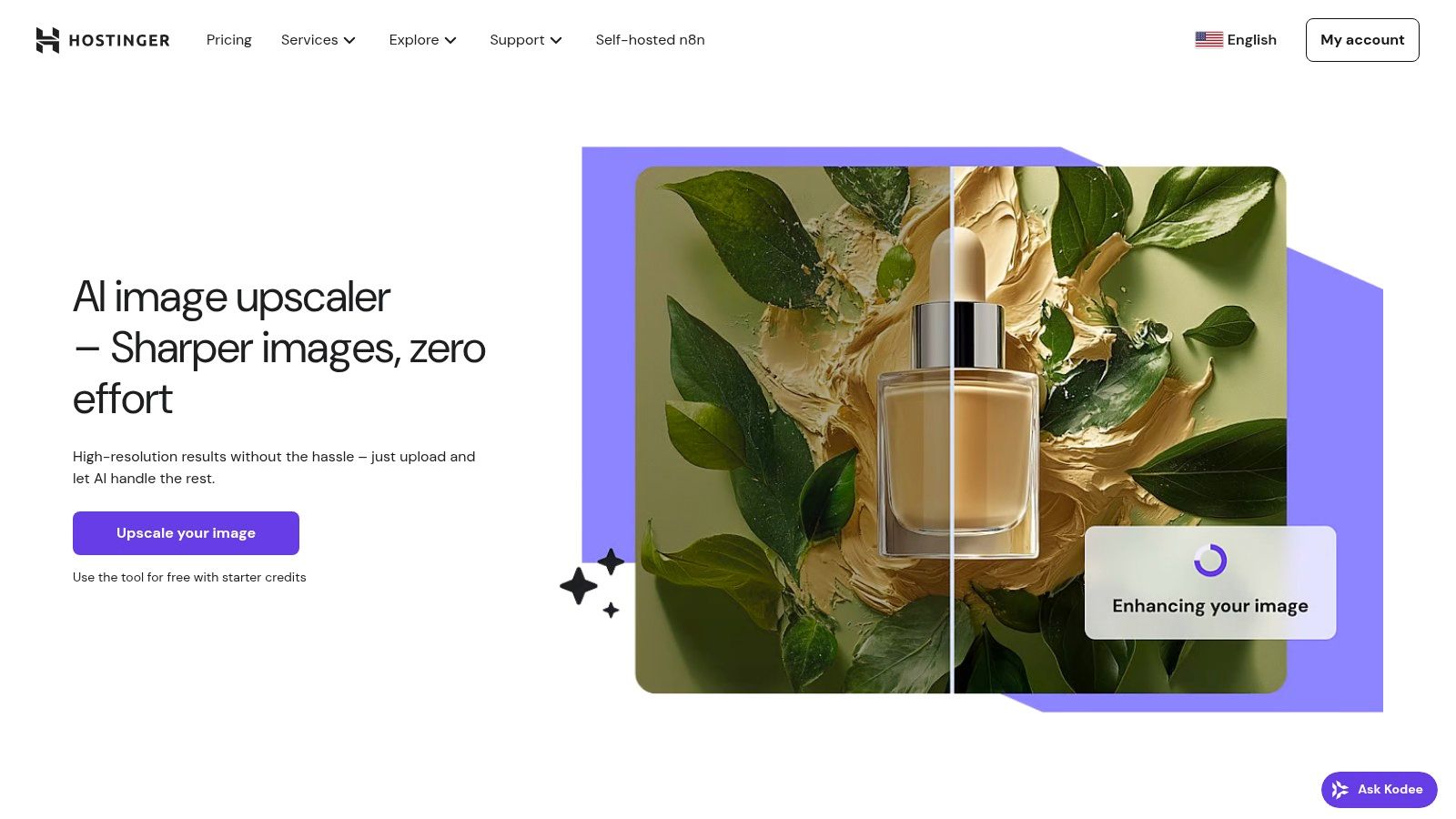 Hostinger – AI Image Upscaler (web tool)