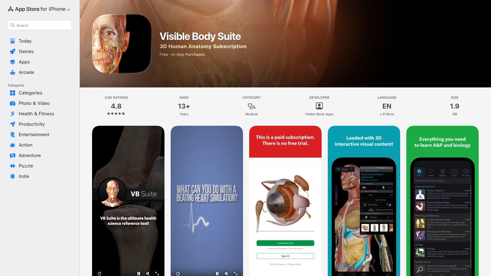 Visible Body Suite (Apple App Store)