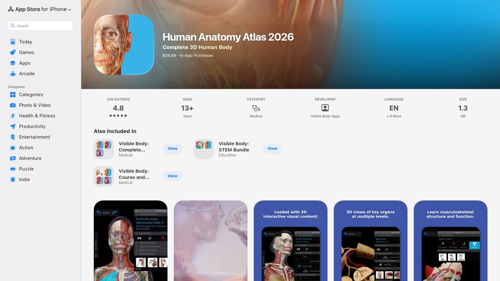 Visible Body – Human Anatomy Atlas (Apple App Store)