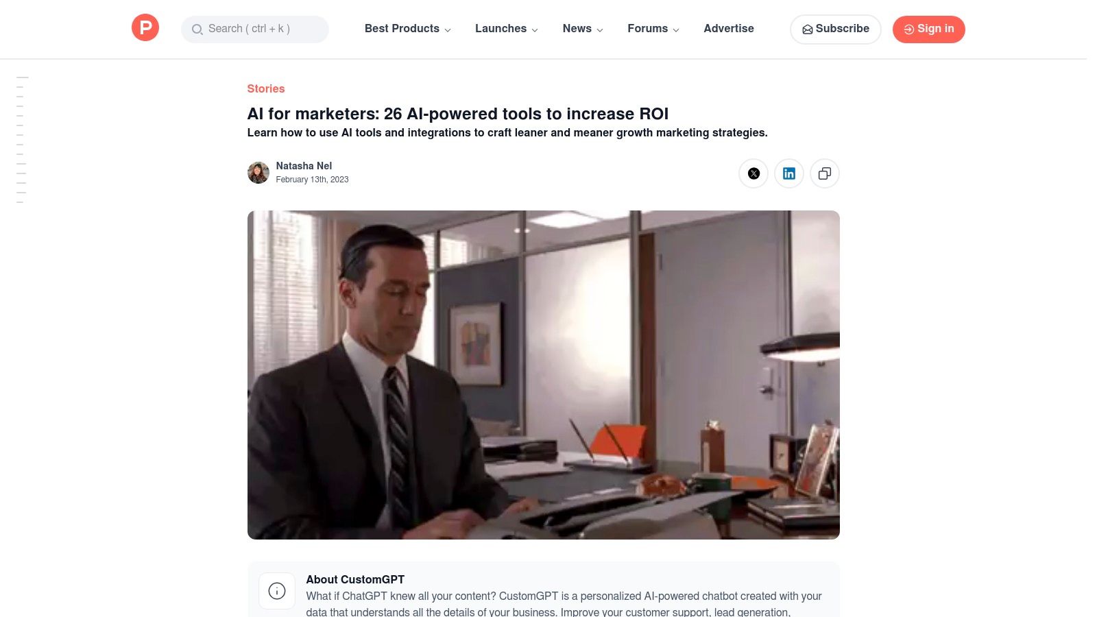 Product Hunt for AI marketing tools