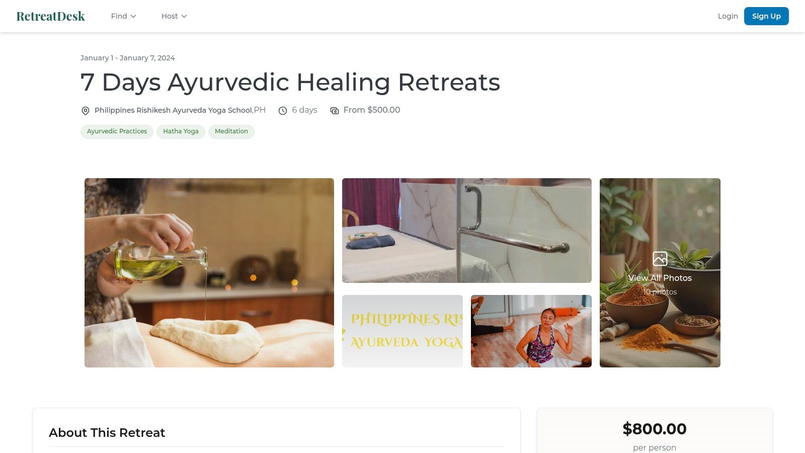 7 Days Ayurvedic Healing Retreats – Yoga Retreat in PH