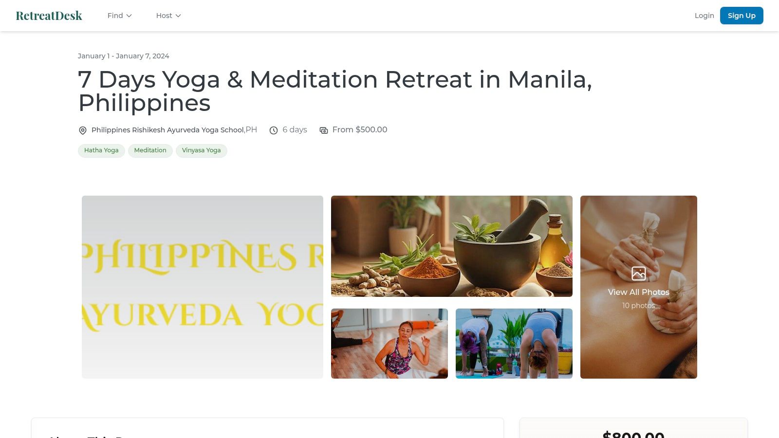 7 Days Yoga & Meditation Retreat in Manila, Philippines