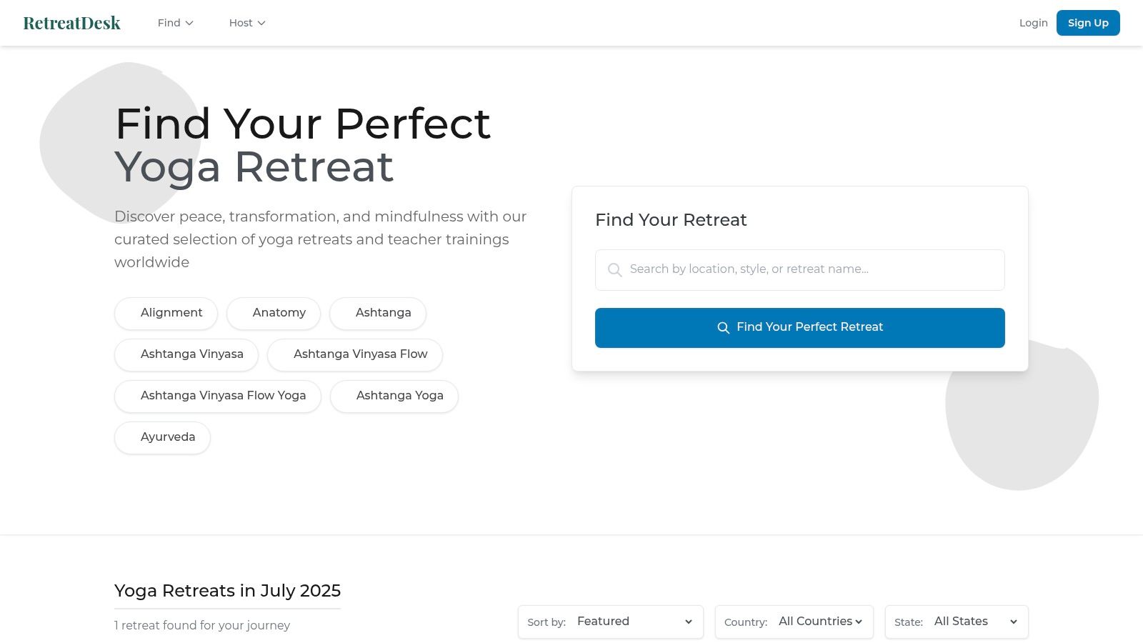 Find Your Perfect Yoga Retreat – (global retreats listing)