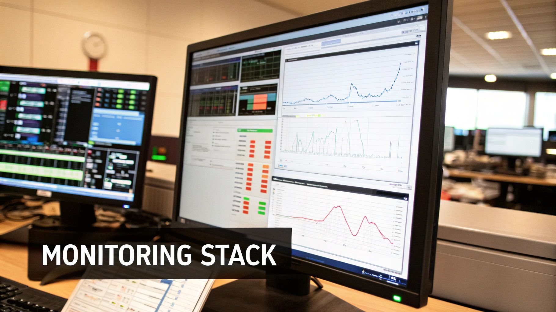 A dashboard showing graphs and metrics for system performance monitoring and observability.