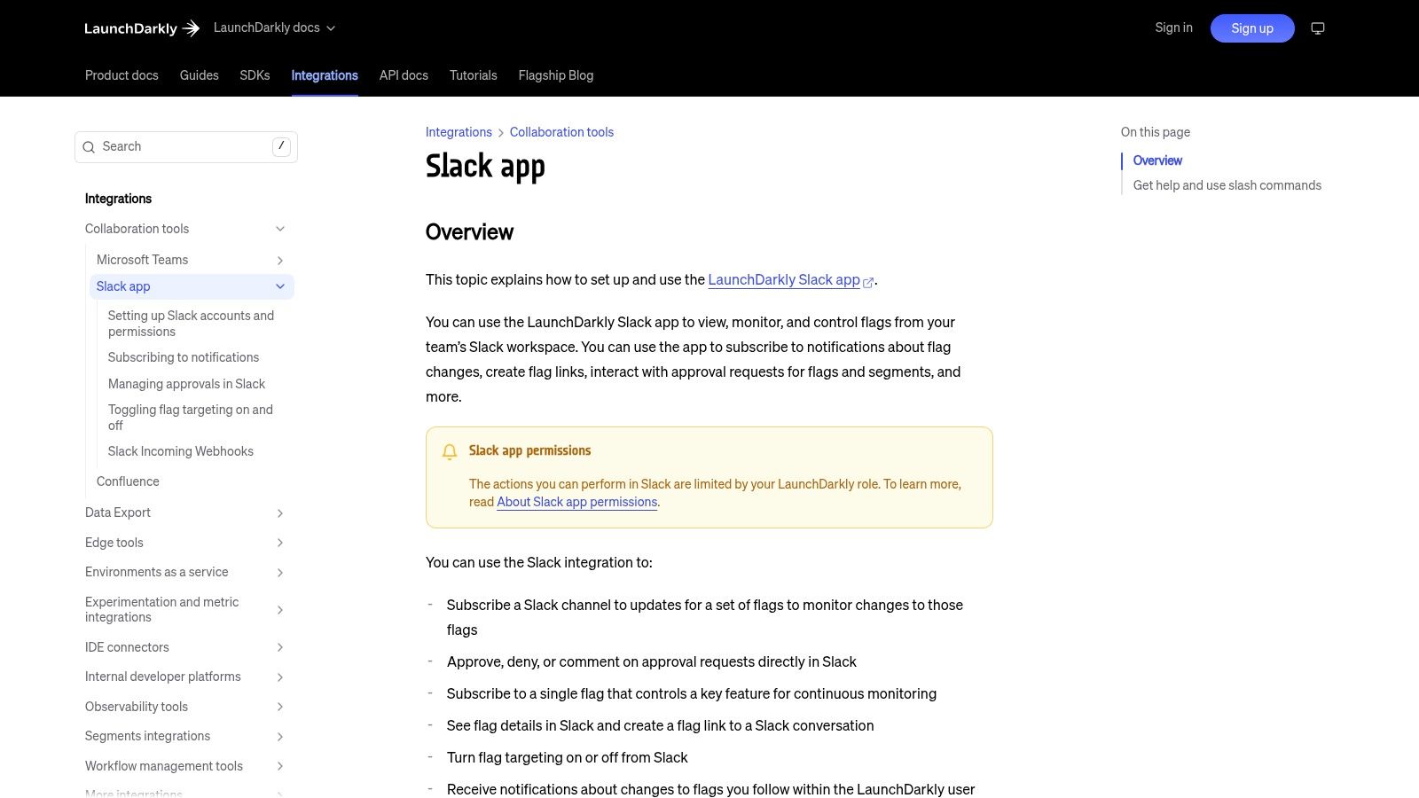 LaunchDarkly Slack app