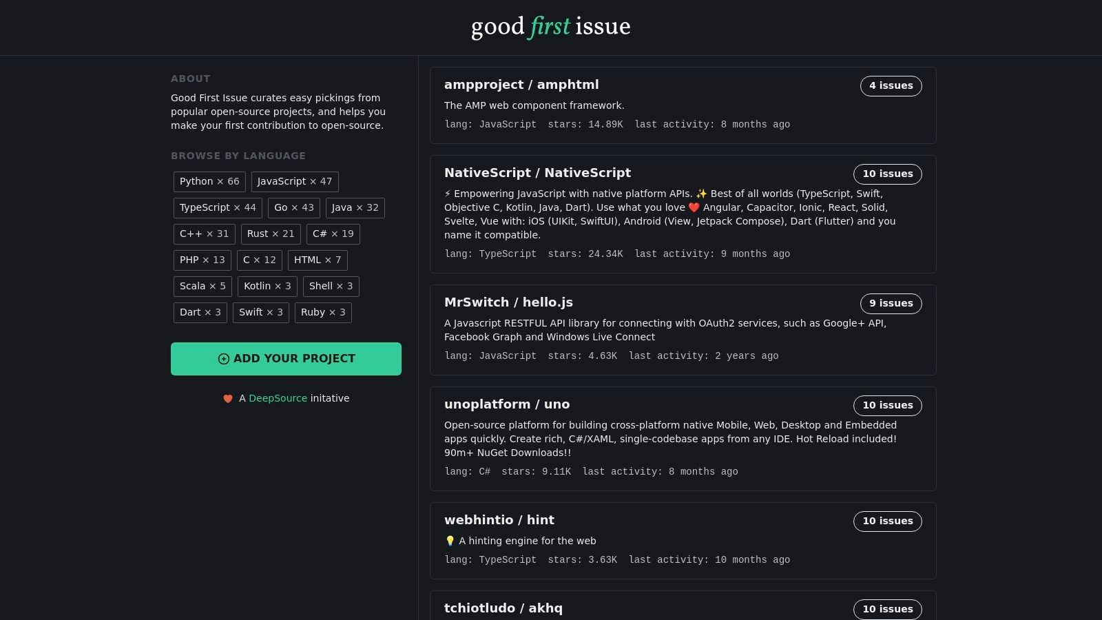 Good First Issue (aggregator)