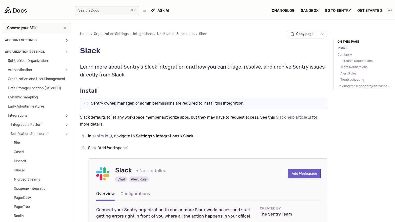 Sentry + Slack