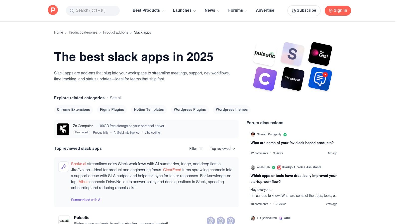 Product Hunt – “Slack apps” category