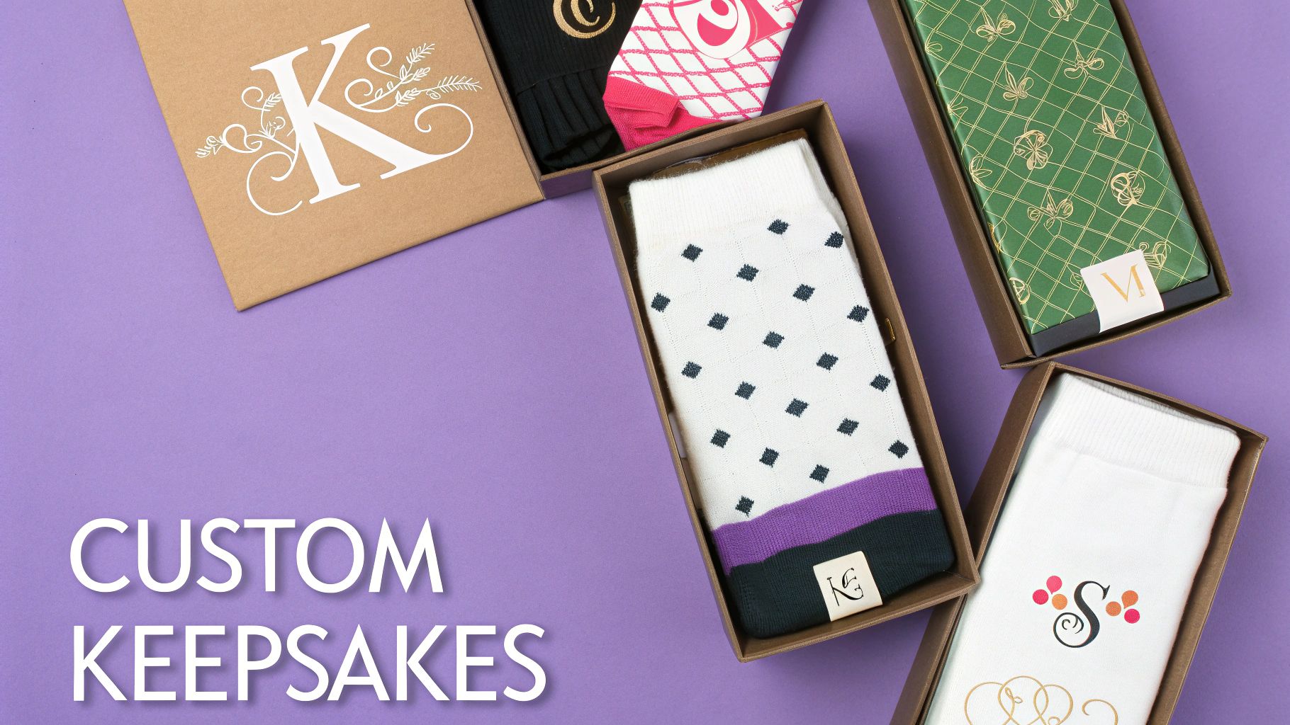 Groom holding up his custom wedding mens socks with his pet's face on them