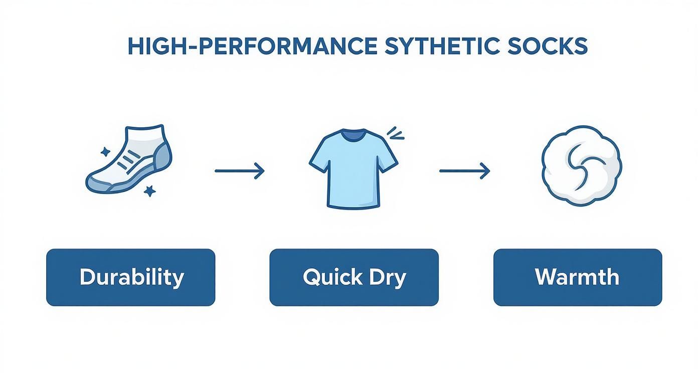 Infographic about best sock material for sweaty feet