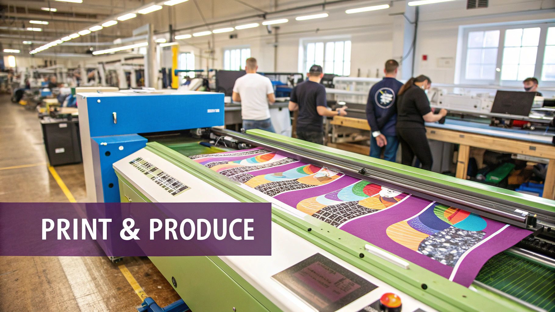 a group of people in a factory