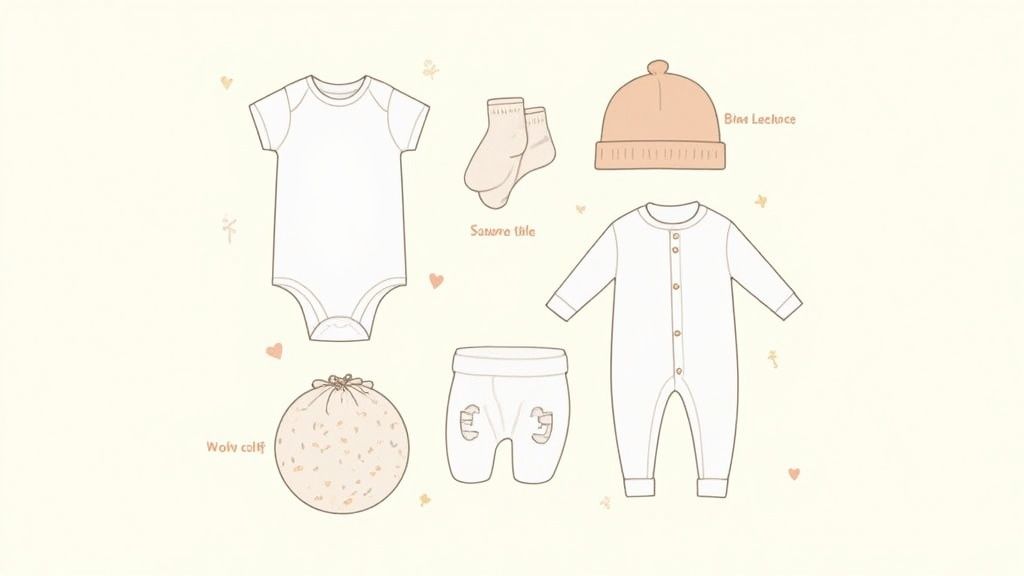 A parent and baby looking at soft organic clothes