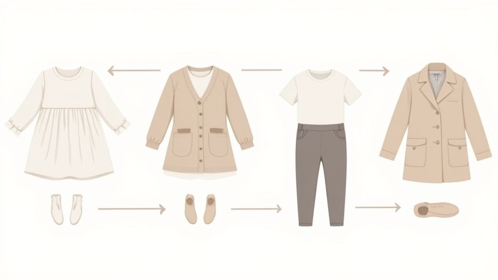 A young girl in a boutique dress playing outdoors.