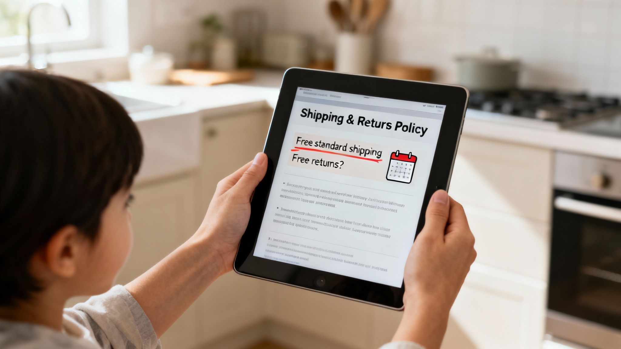 A magnifying glass held over a shipping label on a cardboard box, symbolizing reading the fine print.