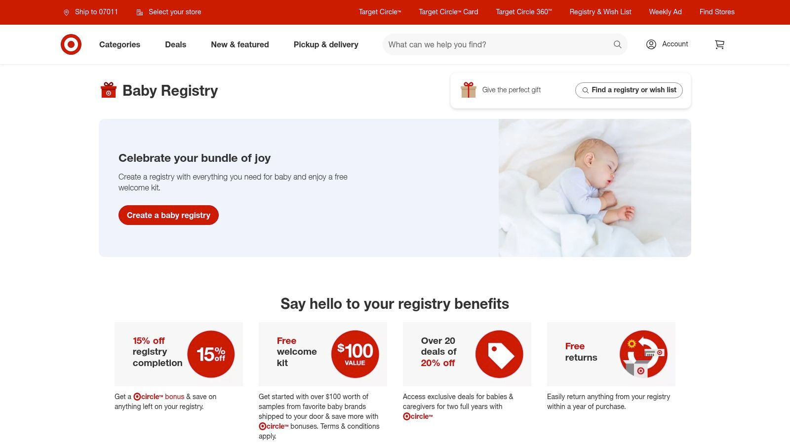 Target – Baby Department + Registry