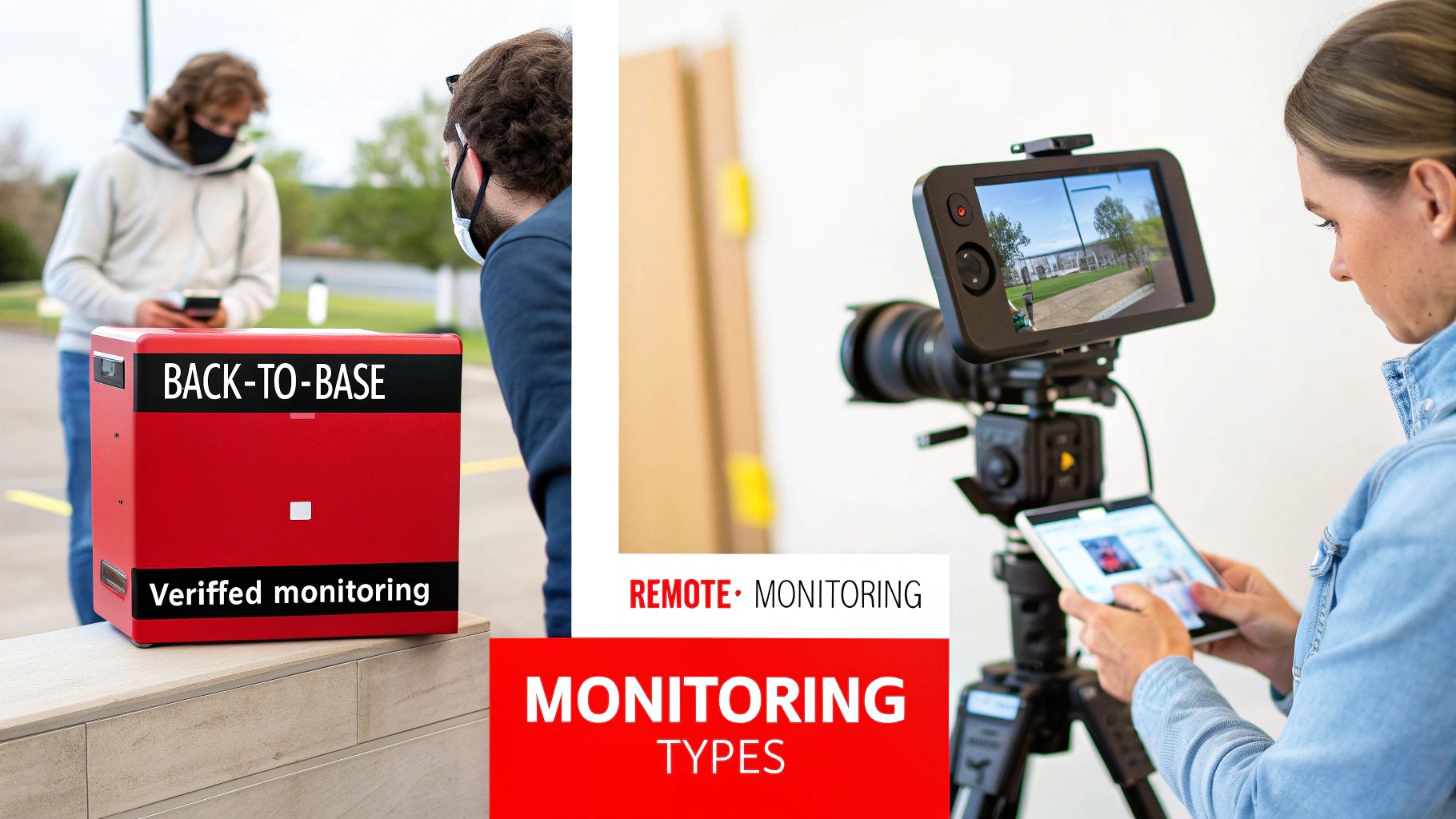 7 Shocking Security Alarm Monitoring Facts to Protect Your Business 2 An image illustrating different types of monitoring, including back-to-base and remote monitoring setups.