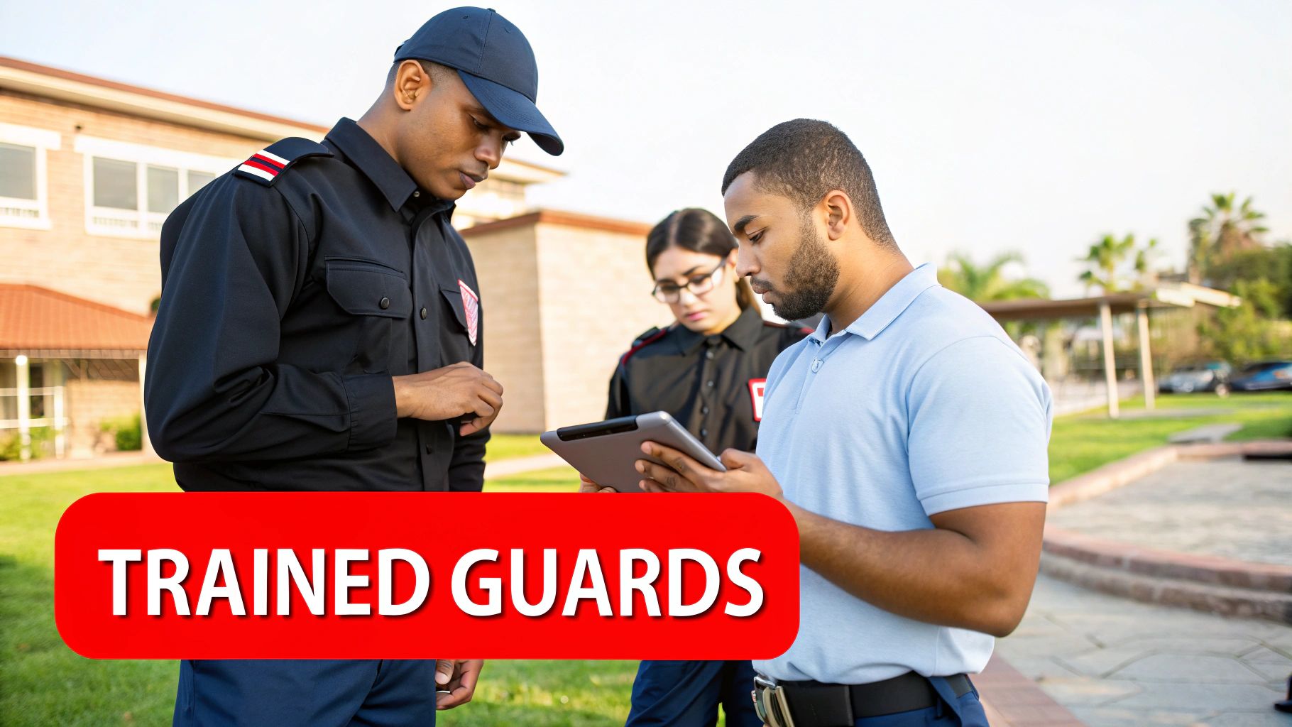 An elite security team stands ready, showcasing professionalism and readiness for security on patrol.