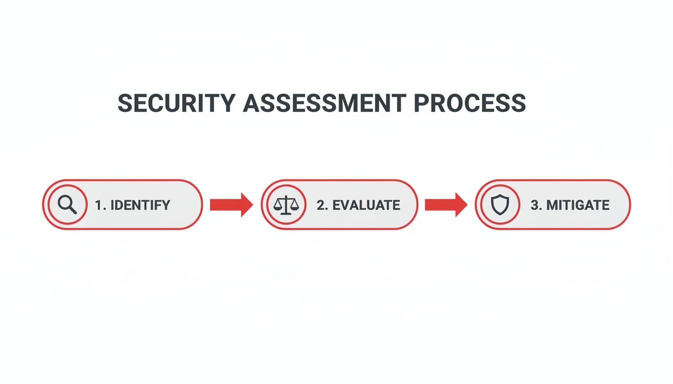 A construction site plan with magnifying glasses pointing out vulnerabilities.