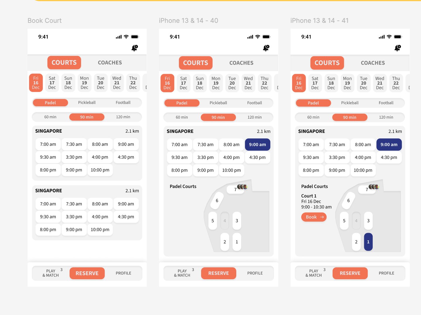 Design Mockup of Book and Go White label Solution for sports clubs
