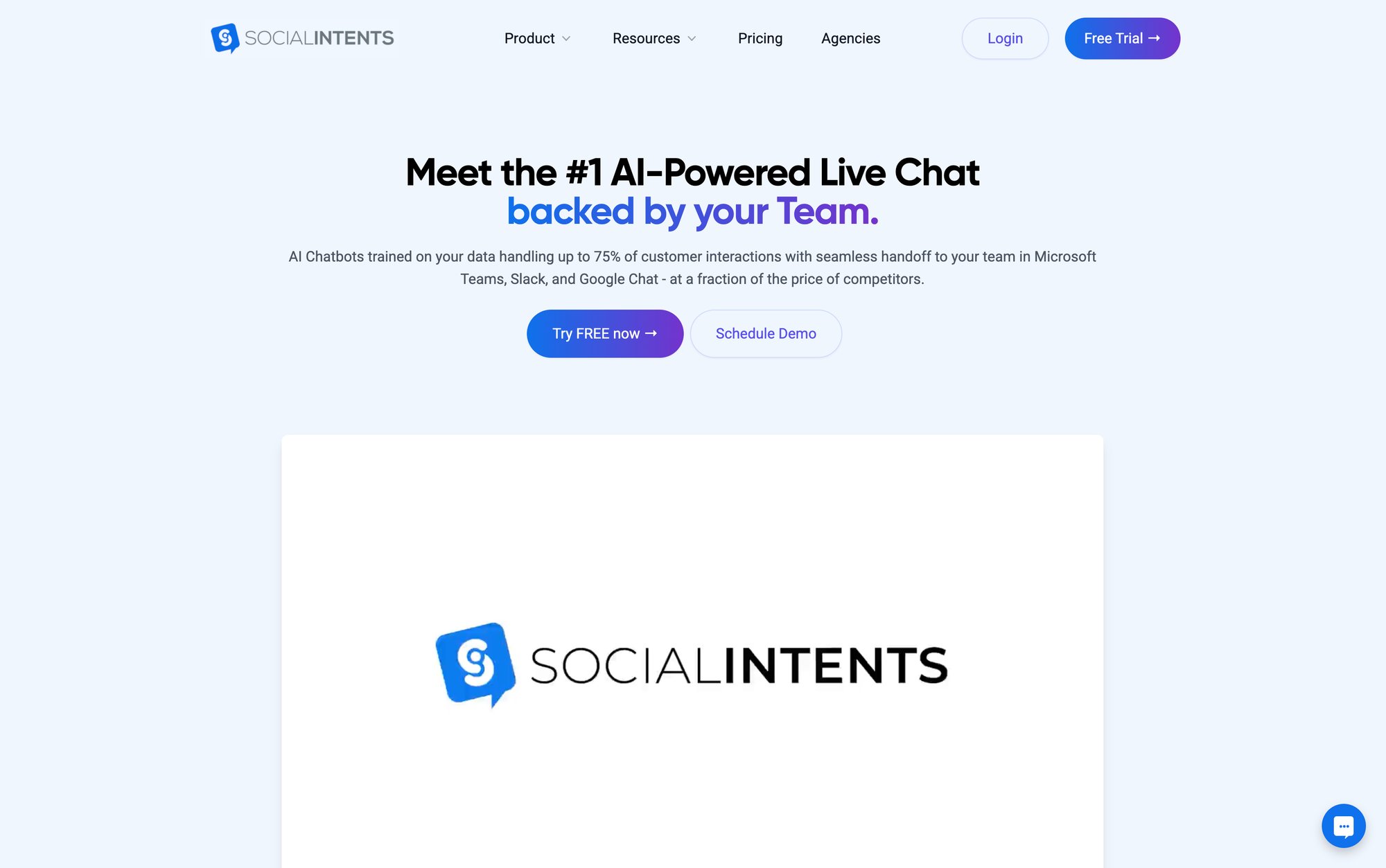 Social Intents Website Interface