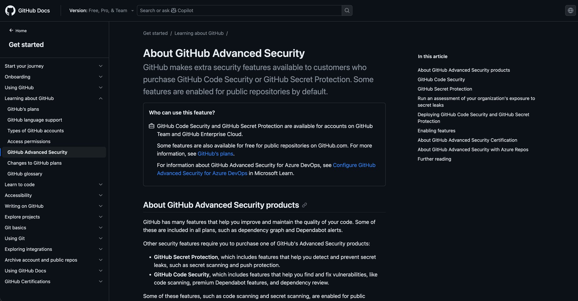 GitHub Advanced Security platform homepage