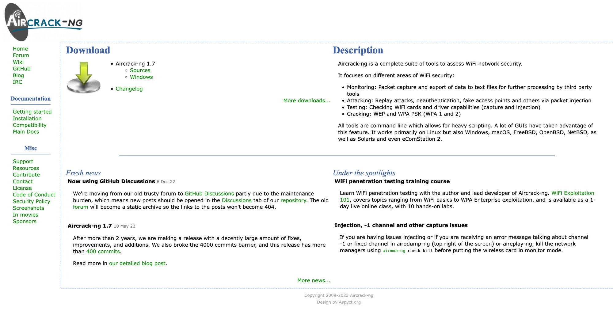 Aircrack-ng's website