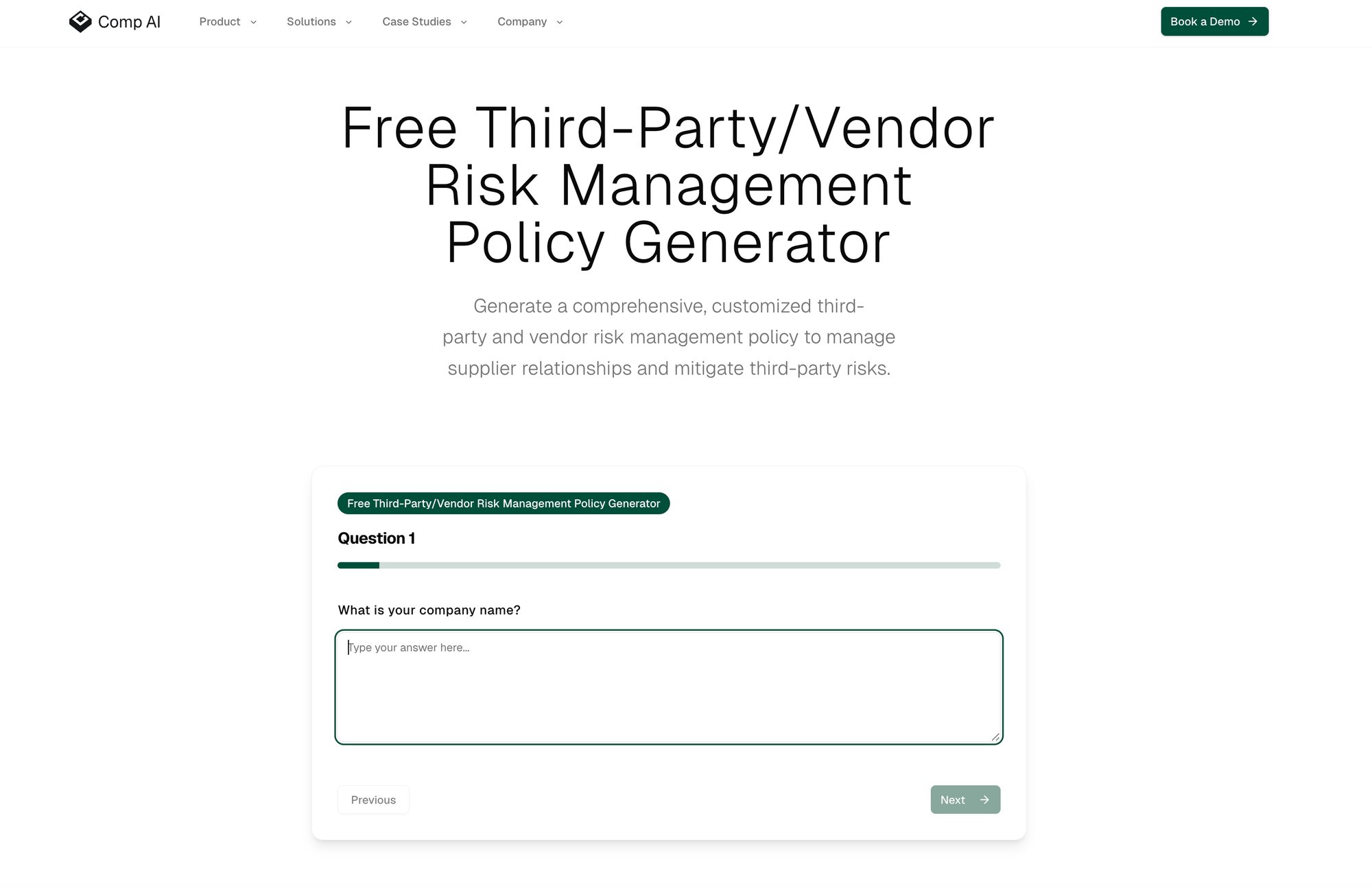 Comp AI's free Third-Party Risk Policy Generator