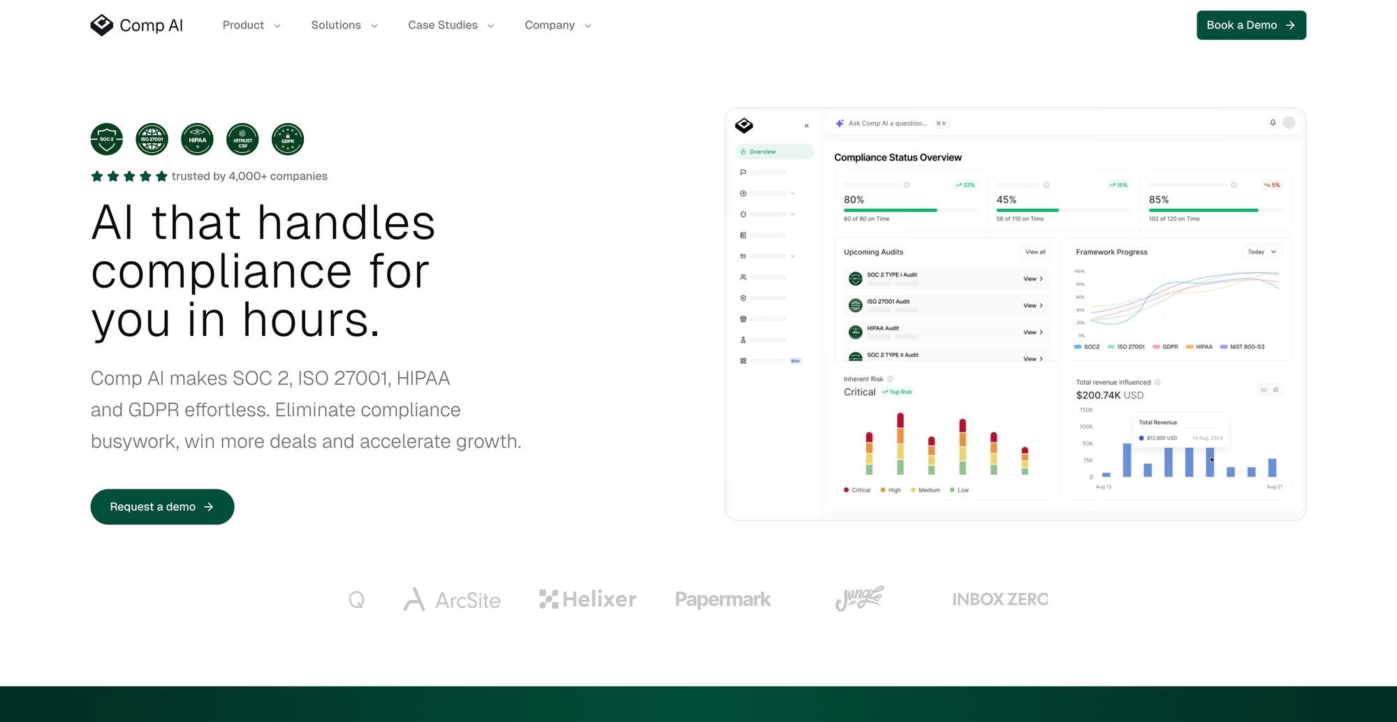 Comp AI's website's interface