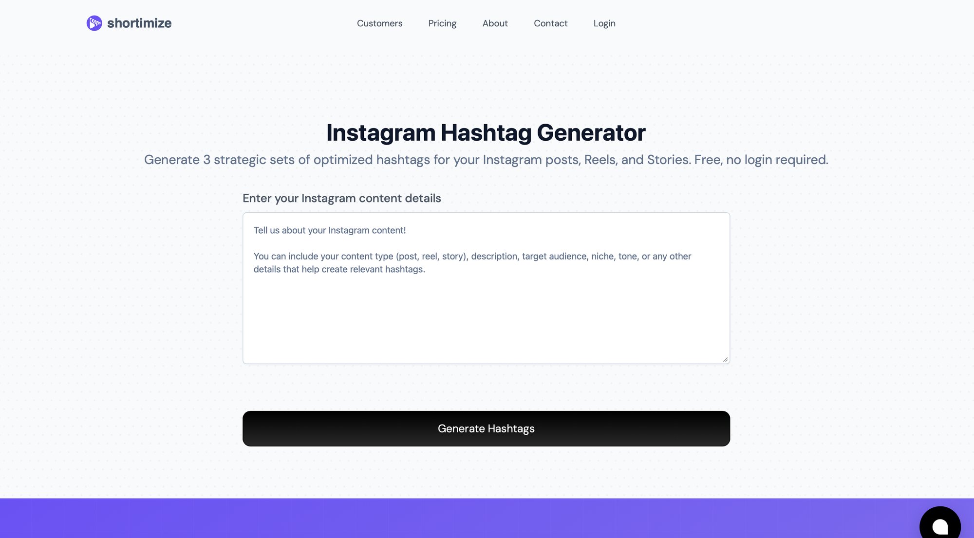 Shortimize's Instagram Hashtag Generator