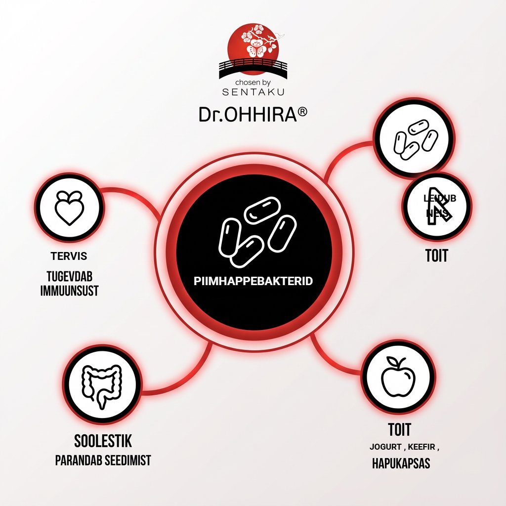 Infograafik tutvustab piimhappebakterite olulisust tervisele ja toiduallikaid.