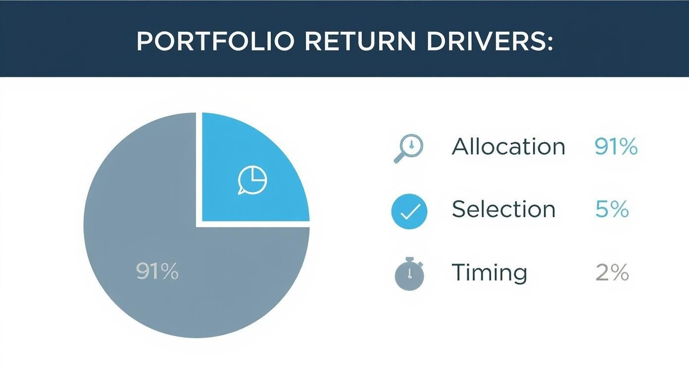 Pie chart depicting the portfolio return drivers and their percentages.