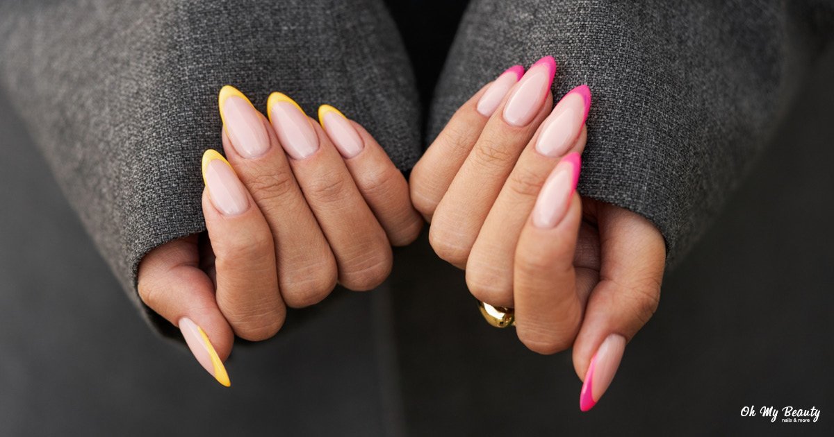 8 Ακαταμάχητα Γαλλικά Νύχια Σχέδια που θα Λατρέψεις το 2025 Κίτρινο με Ροζ Γαλλικό Μανικιούρ