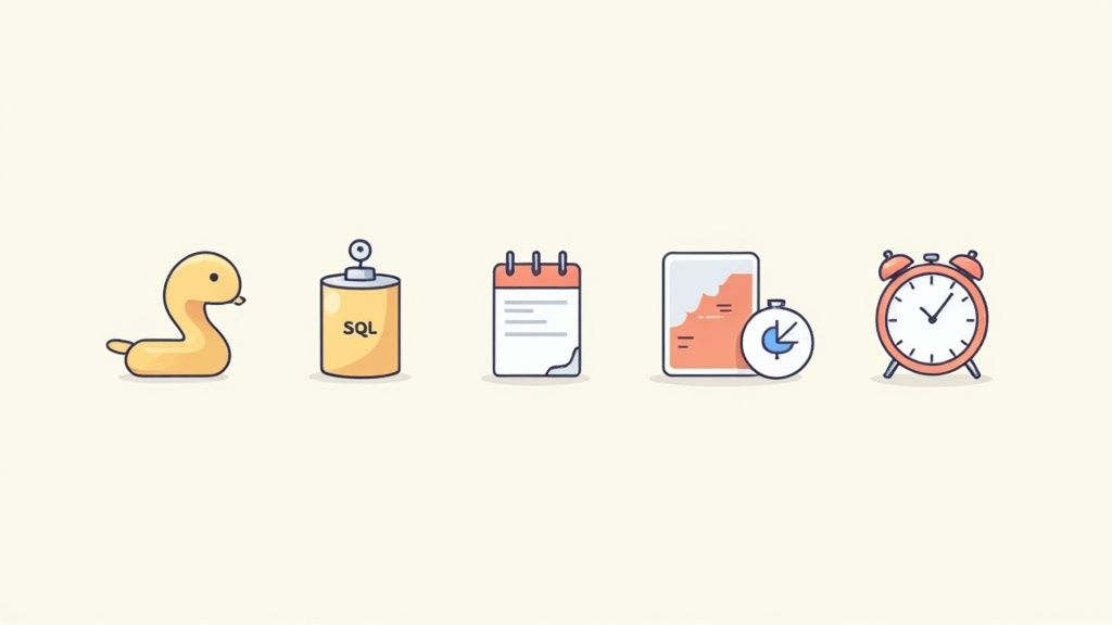 A person at a desk with multiple screens showing data visualisations, indicating a focus on skill development.