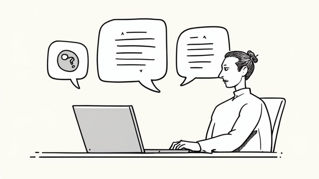 Eine Person sitzt an einem Schreibtisch und nutzt verschiedene digitale Tools zur Organisation ihrer Jobsuche.