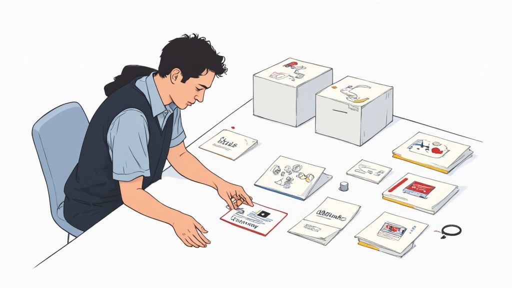 A recent graduate sitting at a desk with a laptop, notebooks, and coffee, thoughtfully planning their career goals.