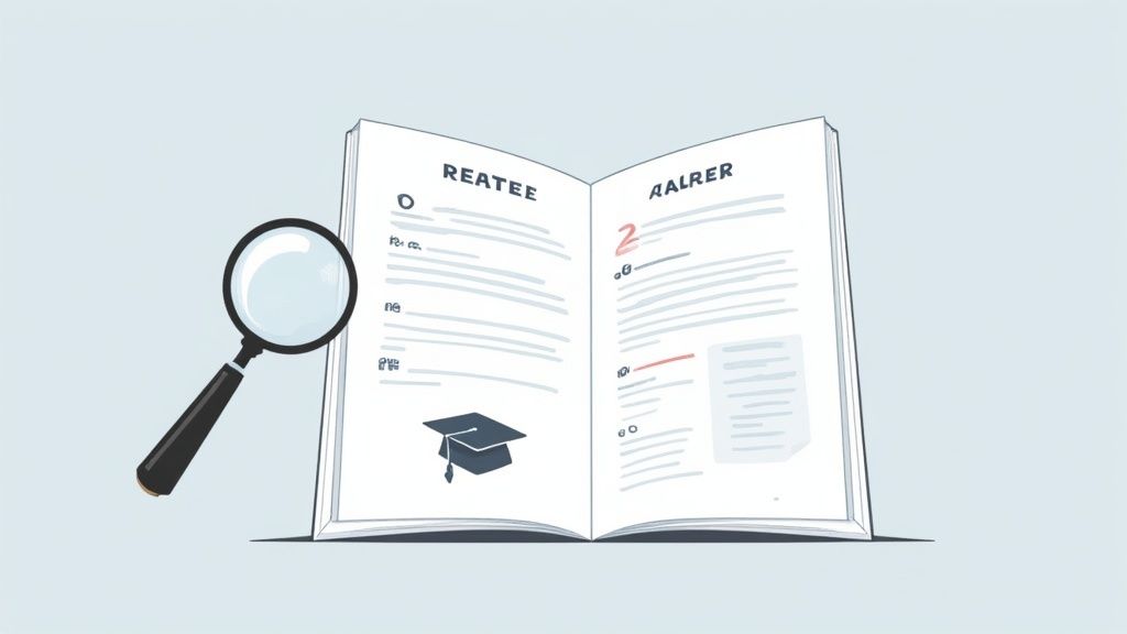 A person organising documents and notes on a desk, representing career information gathering