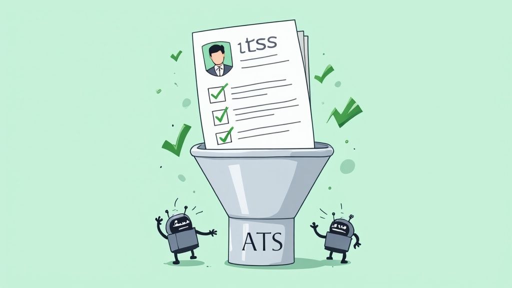 A split image showing a CV before and after AI optimization, with highlighted changes.