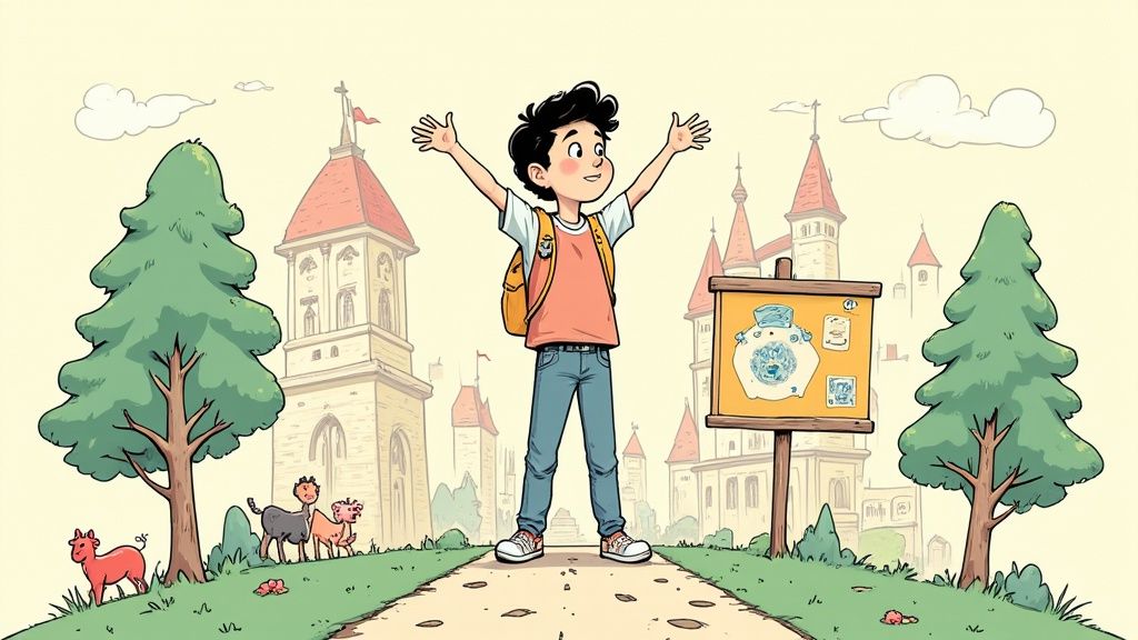 Eine Person plant ihre nächsten Karriereschritte an einer Tafel.