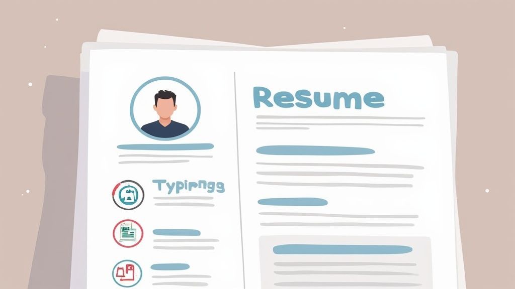 A person's hands typing on a laptop, creating a CV for a remote data entry job