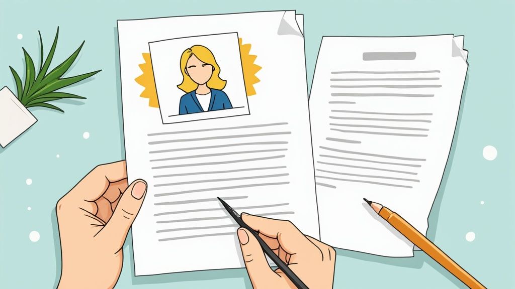 Eine Person sitzt an einem Schreibtisch und erstellt eine überzeugende Bewerbung am Laptop.