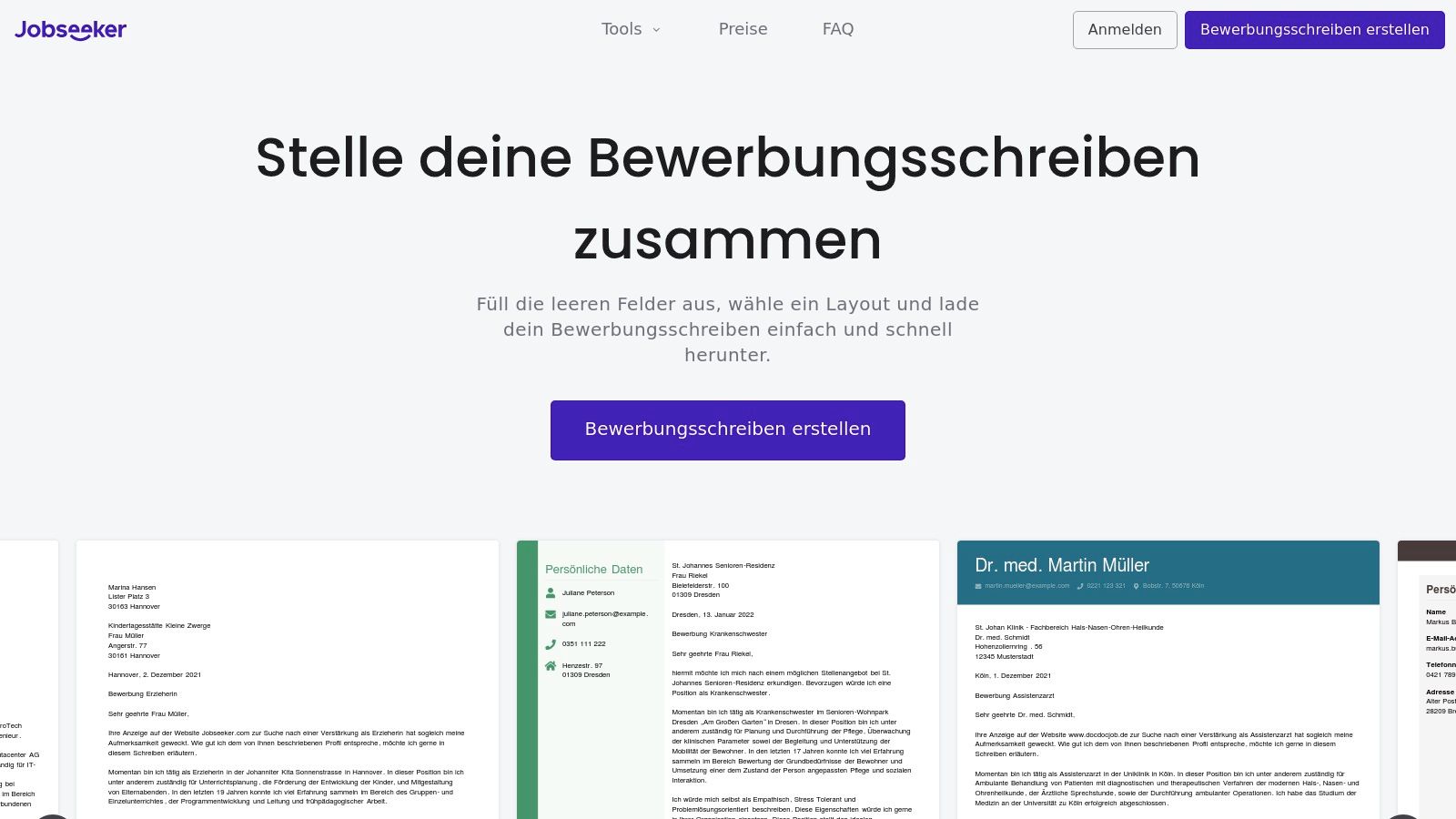 Jobseeker – Bewerbungsschreiben online erstellen