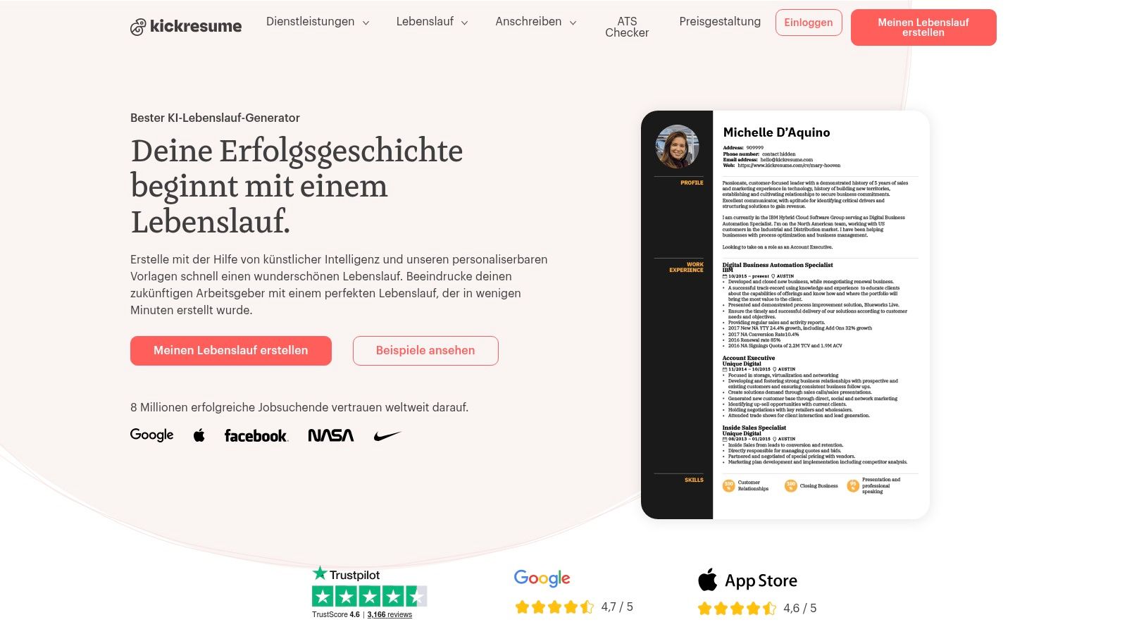 Kickresume (DE) – KI-Anschreiben-Generator