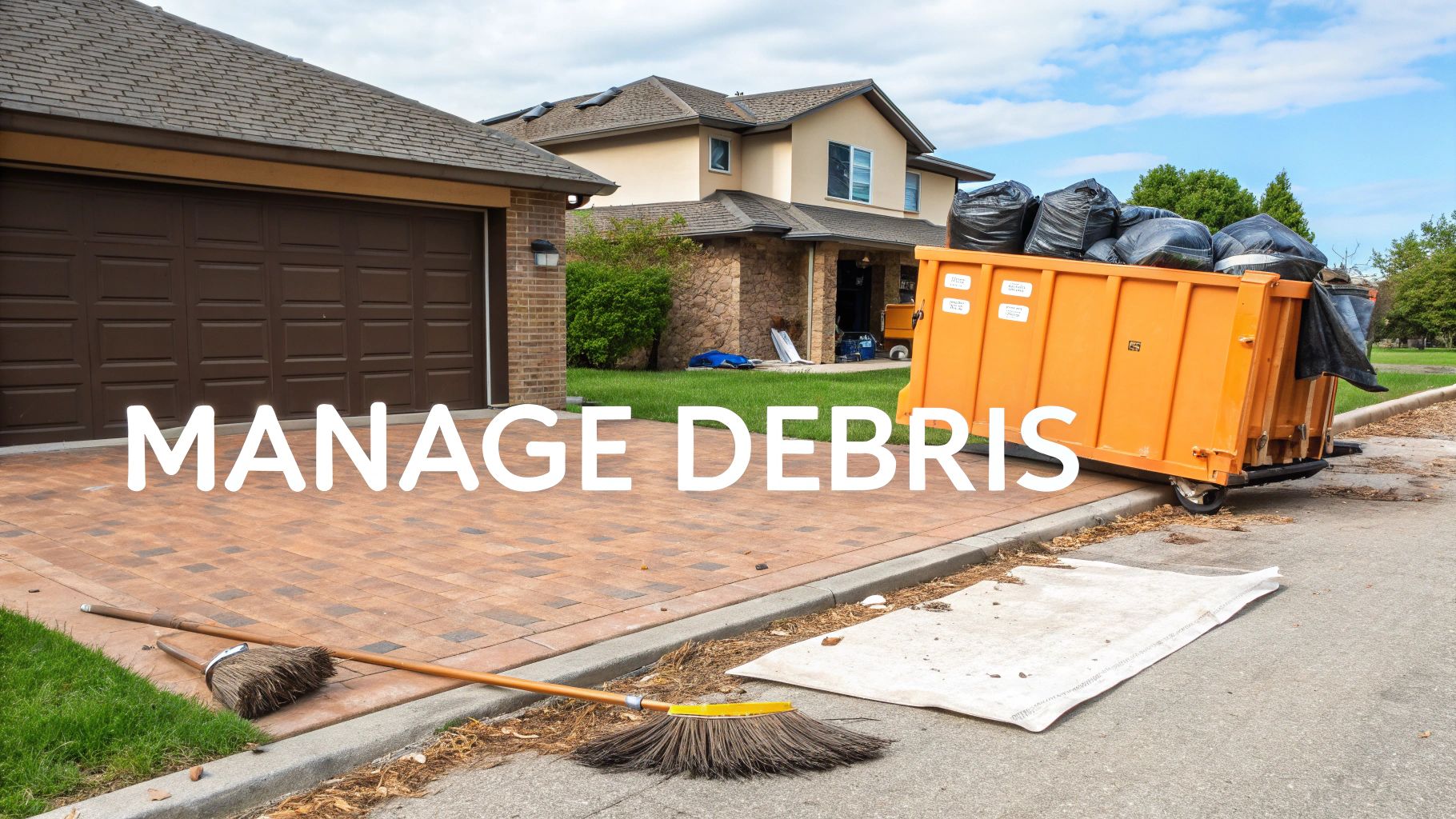 A person in a yellow hard hat stands in a room under renovation, looking at blueprints.