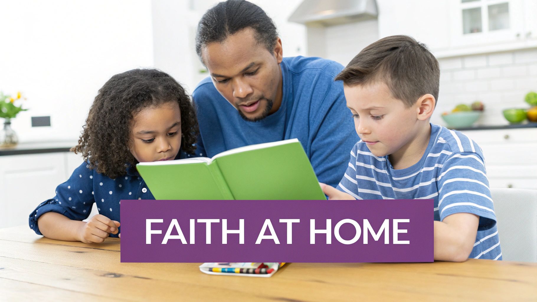 A mother and her young daughter sitting on a couch, reading a book together in a sunlit room.