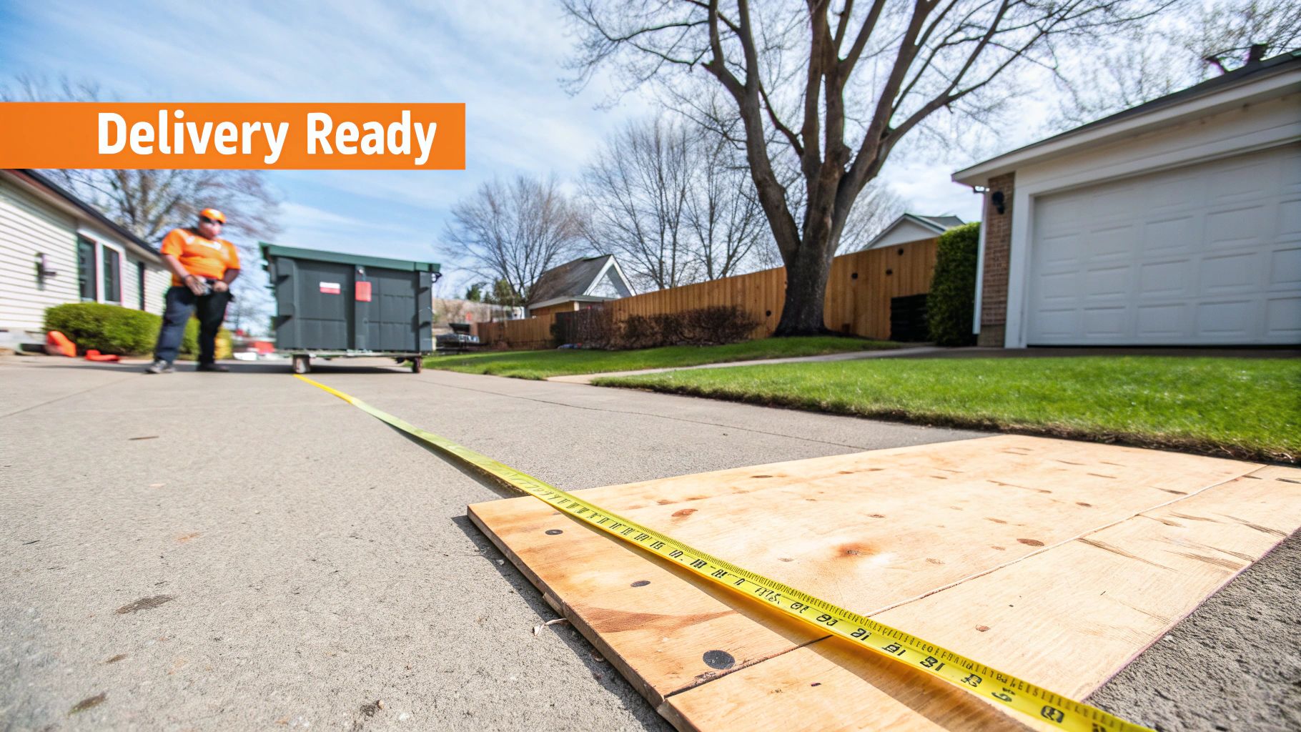 Clear driveway ready for a 40 yard dumpster delivery.