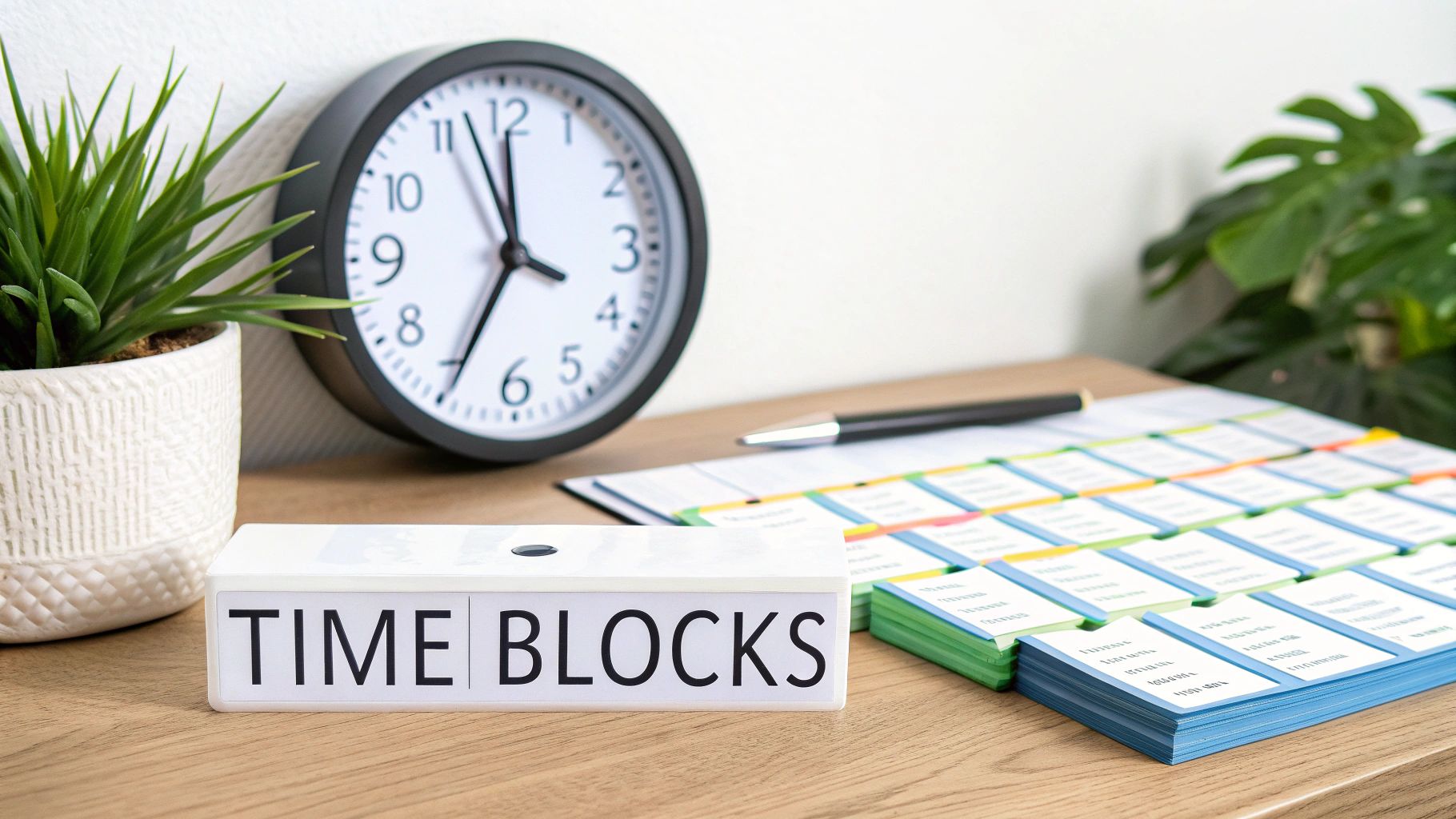 A homeschool parent using a planner to implement a time-blocking schedule