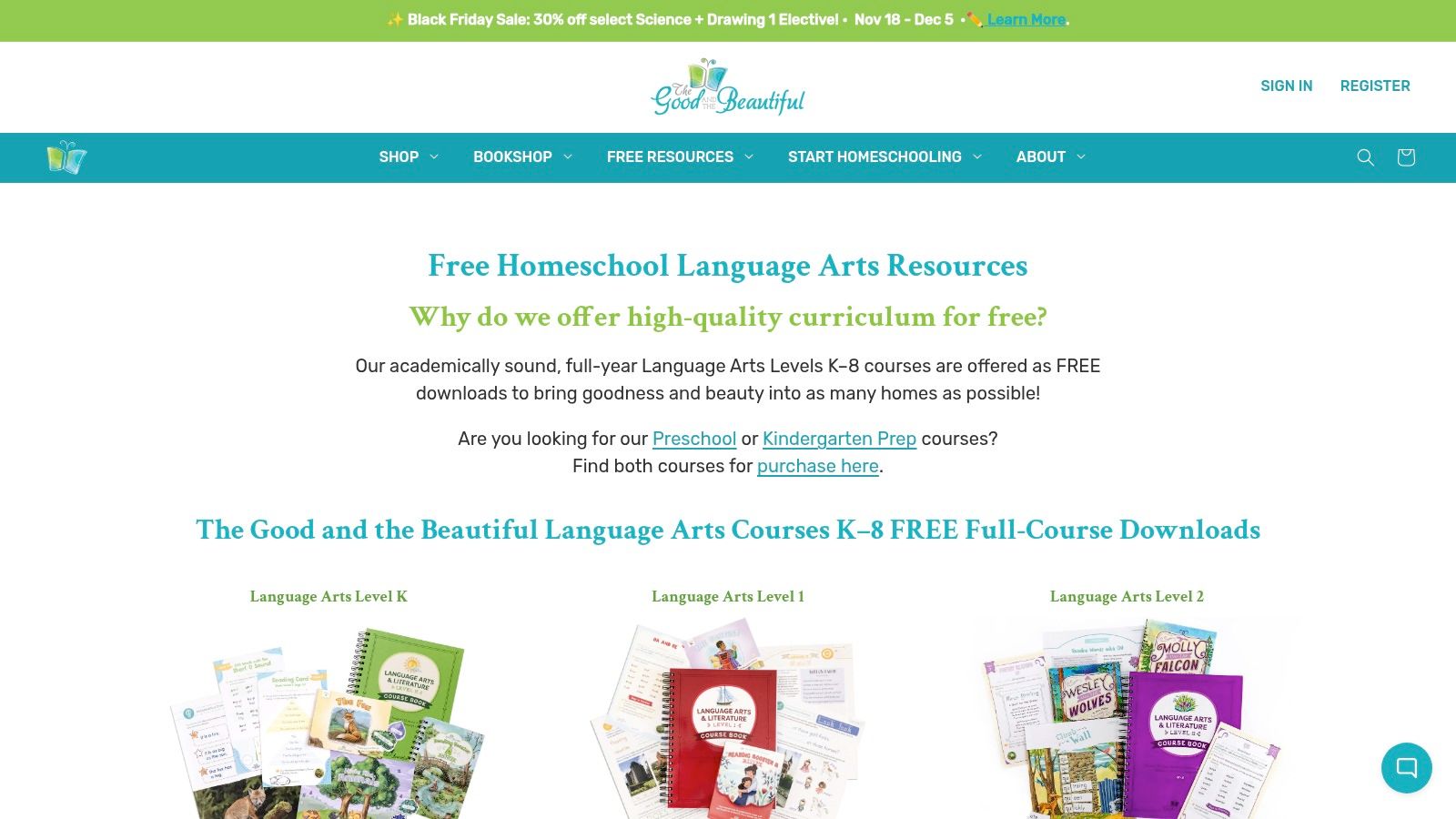 The Good and the Beautiful — Free Language Arts PDFs