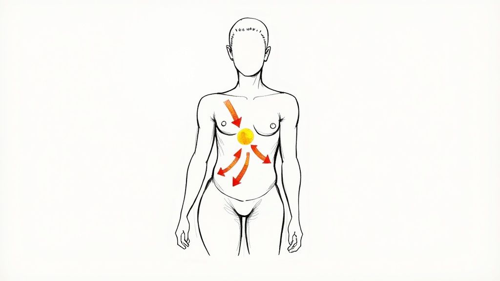 An image illustrating the concept of deep, controlled breathing for relaxation.